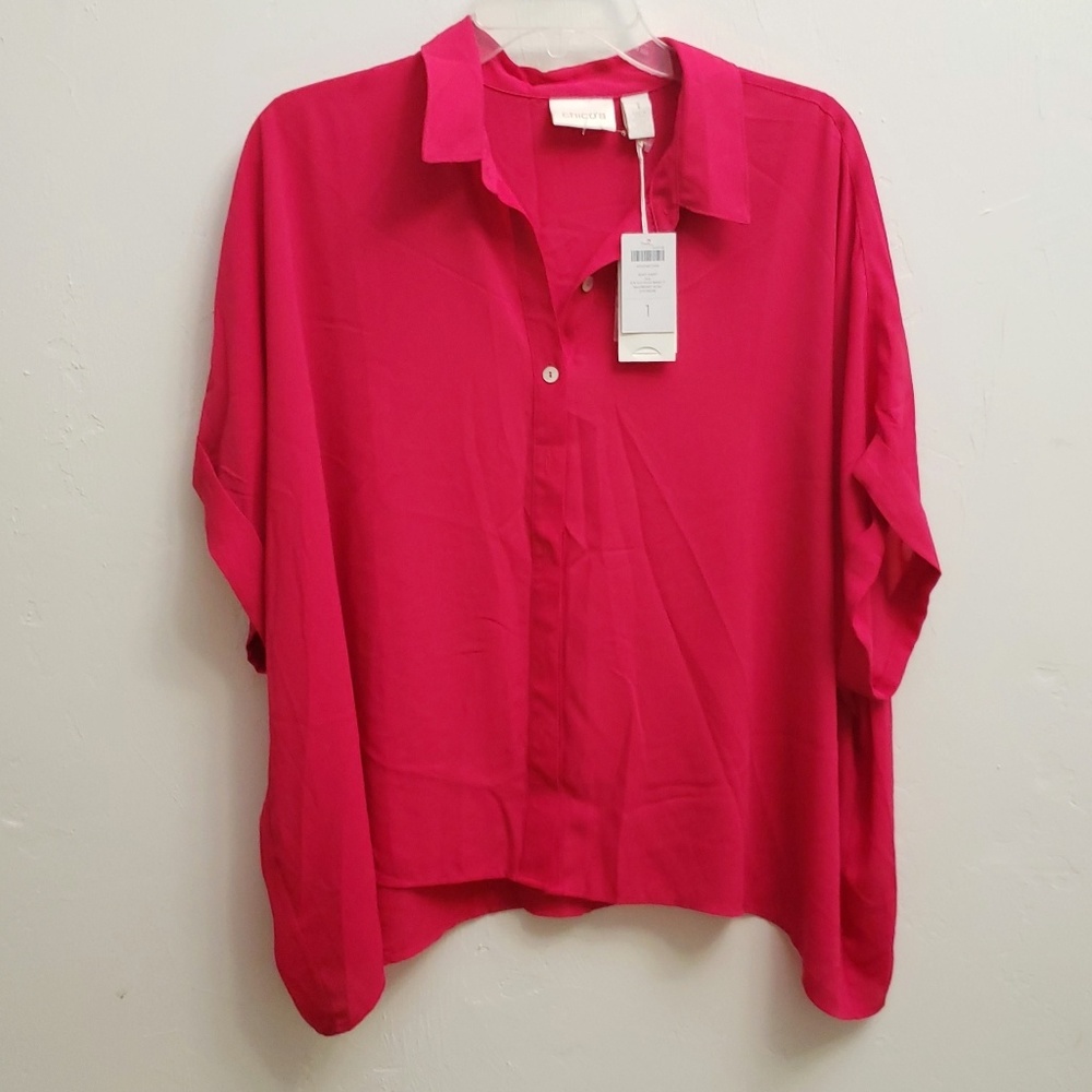 NWT Chico's Boxy Shirt Gia Raspberry Rush